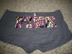 Victoria's Secret BOYSHORT SHORTIE TROPICAL PINK LOGO GRAU LARGE NEU - Bild 1 von 3