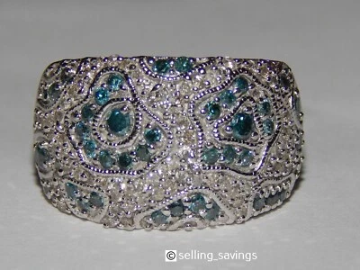 10K WHITE GOLD 1.00 TCW DIAMOND 6/10th INCH WIDE BAND DOME RING -SIZE 6.75 - Image 1 of 4