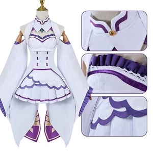 Re Zero Kara Hajimeru Isekai Seikatsu Emilia Cosplay Costume Emilia Dress Wig - Picture 1 of 19