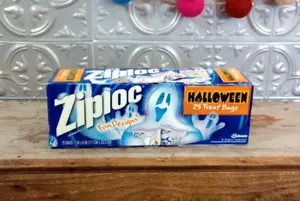 VTG 25 ZIPLOC HALLOWEEN TREAT SANDWICH BAGS Ghost Witch Mummy Spider NEW IN BOX - Picture 1 of 5