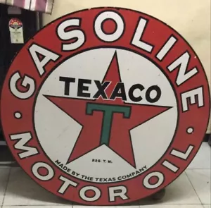 Texaco Motor Oil Rare Porcelain Heavy Metal 42 inches Double Side M.T.C - Picture 1 of 11