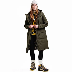 Regatta Womens Orla Kiely Longline Waterproof Hooded Warm Jacket - Dark Khaki - Picture 1 of 21