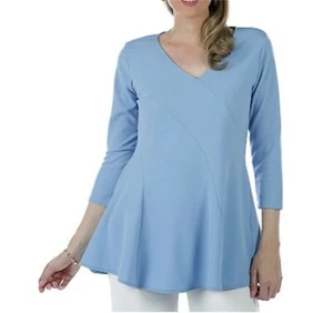 Women's 3/4 Sleeve V-Neck Asymmetrical Seam Front Tunic Top Plus Size 3X - Bild 1 von 2