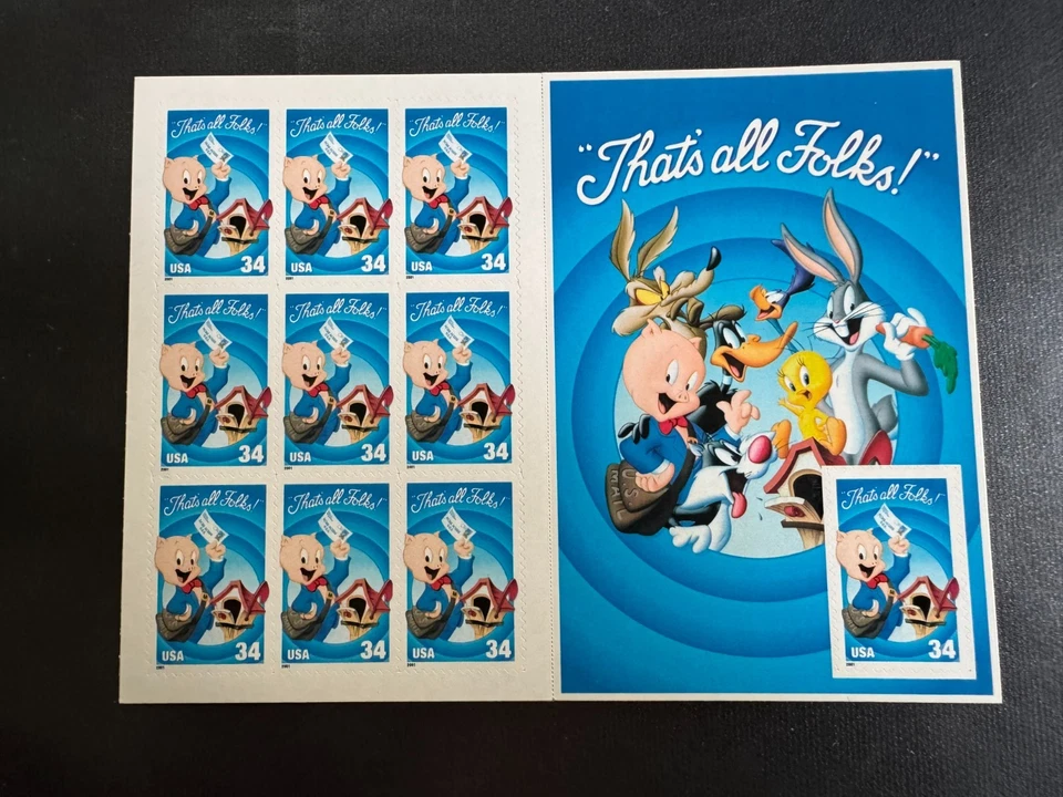 Scott #3534 Porky Pig Pane of 10 34¢ Stamps (2001) - Image 1 of 1