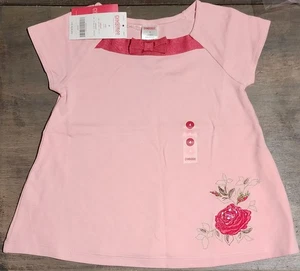 Gymboree Vintage Teacher's Pet Flower Cat Short Sleeve Shirt Top Pink Size 4 NWT - Picture 1 of 2