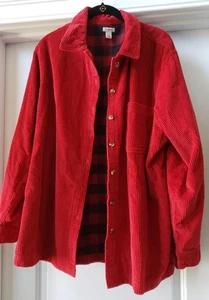 LL Bean (LLB) - Comfort Big Cord Shirt Red with Plaid - XL Reg - Gently Used - Picture 1 of 4