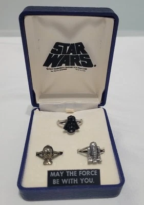 星球大战 - 复古可调节戒指套装 - 3 件套,达斯·维德,C3PO,R2-D2 — 第 1/4 张图片