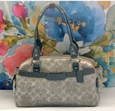 Coach Penelope F14695 Light Gray Signature Jacquard 3 Sections Shoulder Bag - Image 1 of 4