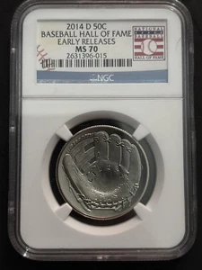 2014-D   50c  Baseball Hall Of Fame   Early Releases      NGC  MS 70 - Picture 1 of 2