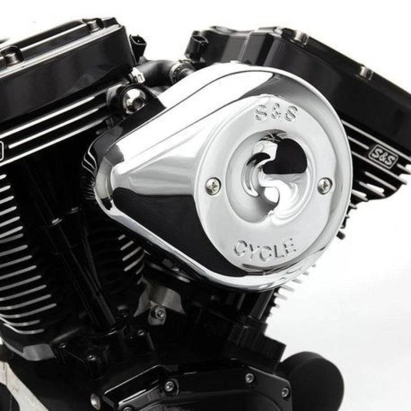 Kit de purificador de aire sigiloso para modelos M8 S&S Cycle para modelos 2017+ con cubierta de lágrima cromada Foto 1 de 2