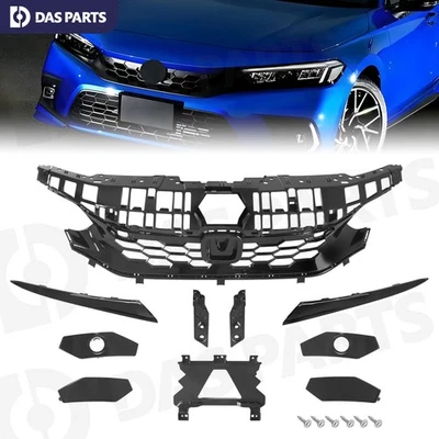 Front Bumper Grill Gloss Black For Honda Civic 2022-2024 Base Sedan Type R Style - Image 1 of 4