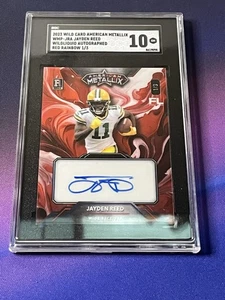 Jayden Reed 2023 Wild Card American Metallic Red Rainbow Auto 1/3 - Foto 1 di 2