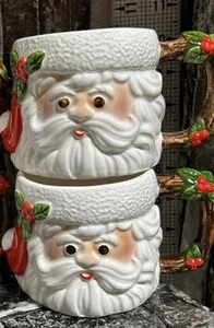 Fitz And Floyd, Set Of 2 Santa Claus Christmas Coffee Mug Hot Cocoa 1979 - Picture 1 of 6