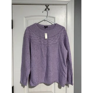 Suéter Talbots Mujer Púrpura Nórdico Tejido con Cable Moteado Cuello Redondo Suéter XL - Imagen 1 de 3