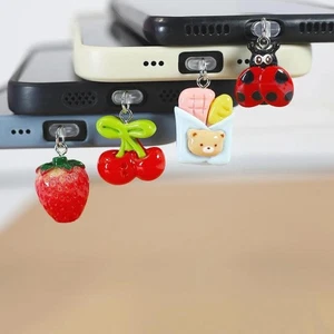 Cute Fruit Phone Dust Plug Accessory Decoration For IPhone Type-c Port Pendan Qo - Afbeelding 1 van 13