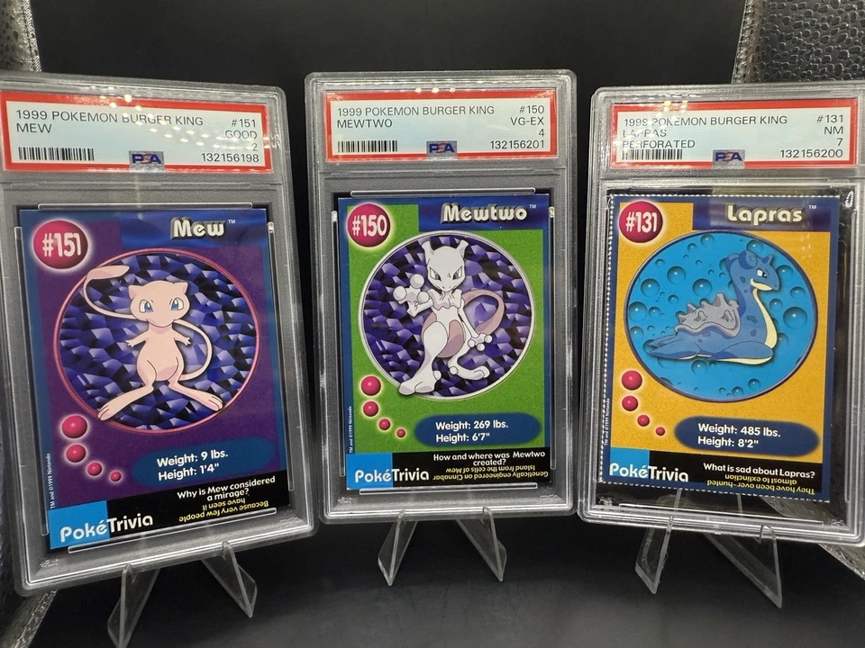 Burger King Pokemon Promo Set 1999 Mewtwo Mew Vaporeon Seel Lapras PSA Graduado Foto 1 de 4