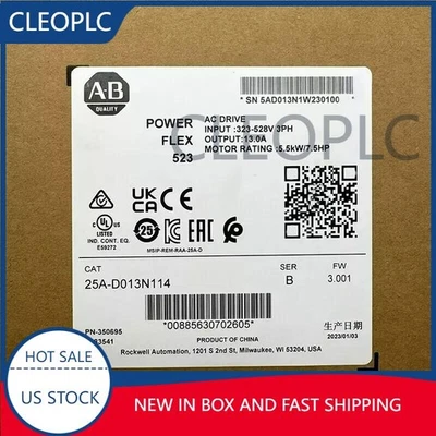 25A-D013N114 PowerFlex 523 5.5kW (7.5Hp) AC Drive 25AD013N114 New AB US Free Tax - Image 1 of 4