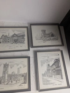 North West England Drawings Of Landmarks, Manchester Knutsford, Wilmslow, Framed - Picture 1 of 7