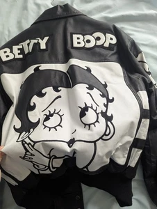 Betty Boop Black And White Leather Jacket Size S - Picture 1 of 10