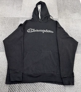 Felpa con cappuccio maglione nero stampa grafica Champion originale adulti - 2XL - Foto 1 di 16