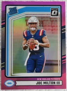 Joe Milton III 2024 Donruss Optic #319 Optic Pink Rated Rookie Card Patriots NFL - Foto 1 di 2