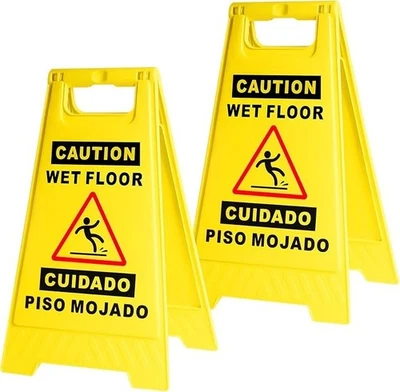 SNSMBNSR 2 Pack Caution Wet Floor Sign 17.52 Inch Length Fold Out Wet Floor Signs