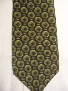 "Corbata de seda Gap marrón bronceado círculos cuadrados diseños de 60" - Imagen 1 de 2