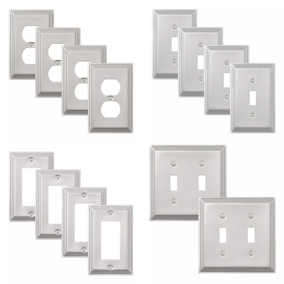 DEWENWILS 4-Pack Brushed Nickel Outlet Covers Decorative Metal Wall Plates - Image 1 of 4