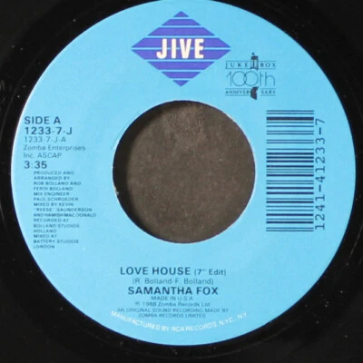 SAMANTHA FOX: love house JIVE 7" Single 45 RPM Foto 1 de 2