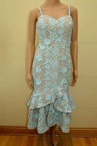 New Jarlo Blue Floral Crochet Lace Midi Dress UK 8 rrp £140 - Picture 1 of 7