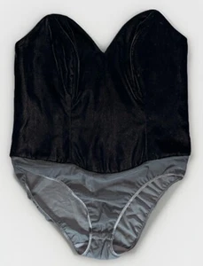 Velvet Bodysuit Vintage Natori Strapless Size L Corseted - Picture 1 of 5