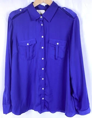 Blusa manga larga con botones índigo estilo RD talla grande Foto 1 de 4