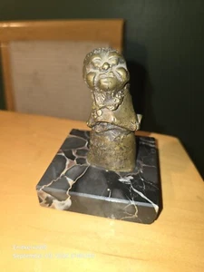 Bronze Phallic Brutalist Mini Sculpture Creepy Hooded Old Woman Signed - Picture 1 of 10