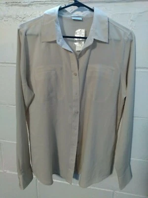Van Heusen Button Up Down Long Sleeve Dress Shirt Ivory Cream Off-White Large - Image 1 of 4