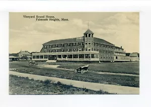 Falmouth Heights MA postcard, old cars outside Vineyard Sound House - Picture 1 of 2