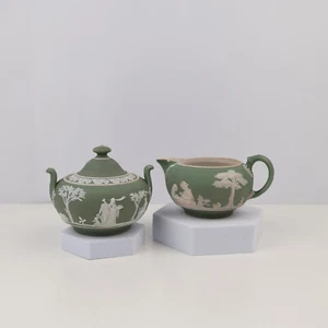 Zuccheriera e cremoso Wedgwood diaspro verde | Servizio da tavola iconico da collezione - Foto 1 di 14