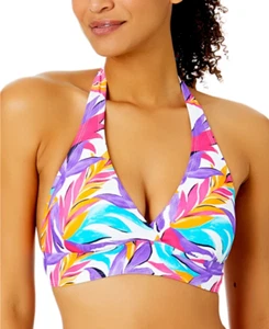 Anne Cole Damen Marilyn Bedrucktes Neckholder Bikini Oberteil Weiß Print Multi Größe M - Bild 1 von 2