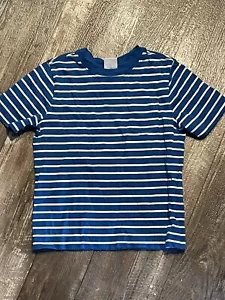 Hanna Andersson Boys Blue Striped Pajama Short Sleeve Top Size 110 US 5 - Picture 1 of 4