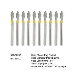 10Pcs Dental Diamond Burs 379/023XF FG Egg Football Extra Fine Grit High Speed - Picture 1 of 4