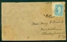 CONFEDERATE STATES #11a, 10¢ milky blue w/ms "OAKVILLLE VA SEP 17", REUSED cover
