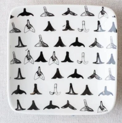 Creative Co-op Kate Nelligan Whale Tale Square Trinket Soap Key Dish Beach  4.5" - Image 1 of 4