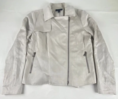 Ann Taylor jacket blazer Women's white size 4 asymmetrical zipper long sleeve - Image 1 of 4