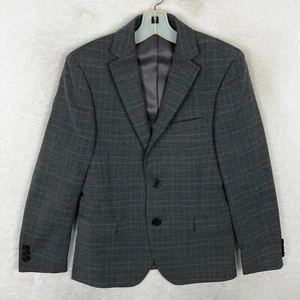 Lauren Ralph Lauren Blazer Suit Jacket Boys Kids 10R Gray Plaid Stretch Coat - Picture 1 of 12