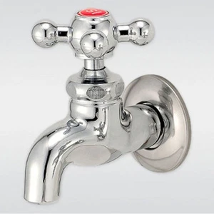 Deck mounted Outdoor Garden sink faucet Bath chrome finish Cross handle RED - Picture 1 of 1