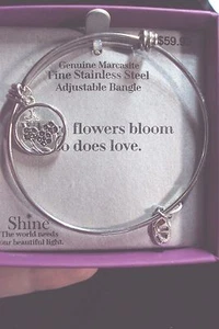 Brazalete Flor Marcasita Dije Flores Amor Acero Inoxidable Pulsera Ajustable - Imagen 1 de 8