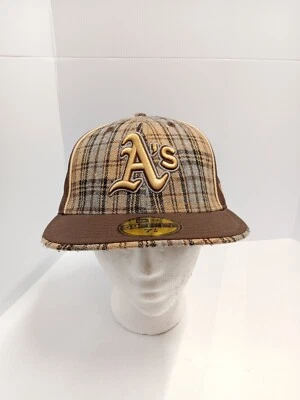 Gorra Oakland Athletics ROBLE New Era 59Fifty ajustada marrón a cuadros talla 7 1/8 MLB Foto 1 de 4