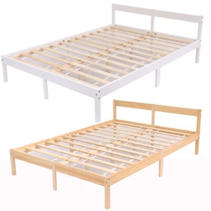 Marco de cama de madera maciza | madera de pino o blanco | cabecera | incluye listones | individual | doble - Imagen 1 de 58
