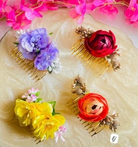 Side Flower Comb Styling Hair Accessories Bun Hair Clips Wedding Party Pack of 4 - Picture 1 of 4