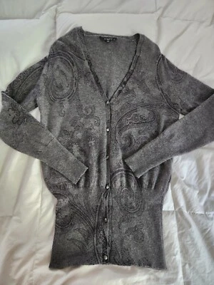 Etro Cashmere Cardigan Sweater Gray Paisley Size 42 US Med - Image 1 of 4