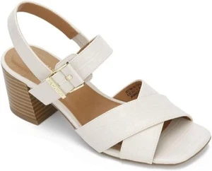 Kenneth Cole REACTION Women's Block Heel X Band Sandal RLF0010E1 White Size 7 - Picture 1 of 4